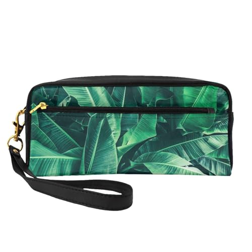 Make-up-Tasche mit tropischen Bananenblättern, Reise-Kosmetiktasche, Make-up-Tasche für Damen, Make-up-Organizer, Reiseutensilien, Schwarz , Einheitsgröße, Kosmetiktasche von UVBDF