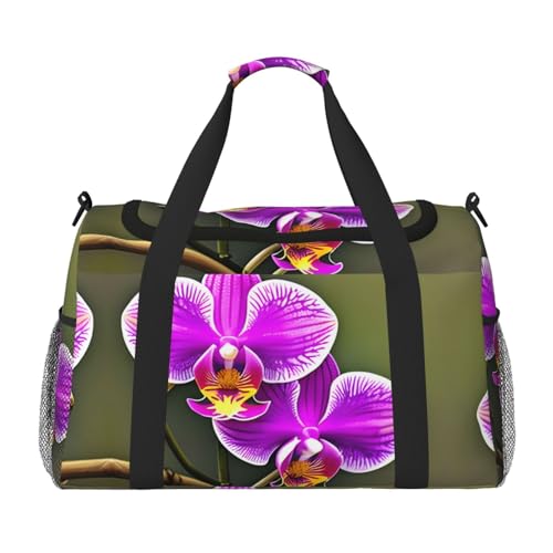 Orchideenblumen-Wochenend-Tragetasche, für Damen und Herren, perfekt für Vielflieger, Schwarz , Einheitsgröße von UVBDF