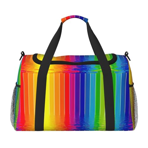 Rainbow Striped Weekender Overnight Carry On Bag for Women Men, Perfect for Vielflieger, Schwarz , Einheitsgröße von UVBDF