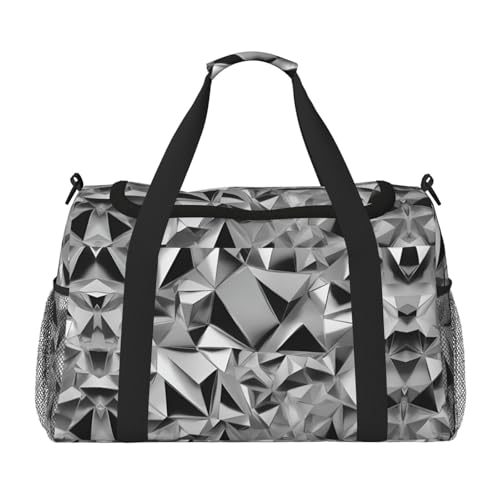 Silberne geometrische Figur, Wochenendtasche, für Damen und Herren, perfekt für Vielflieger, Schwarz , Einheitsgröße von UVBDF