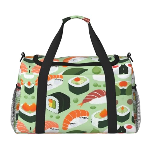 Sushi Food Pattern Weekender Overnight Carry On Bag, für Damen und Herren, perfekt für Vielflieger, Schwarz , Einheitsgröße von UVBDF