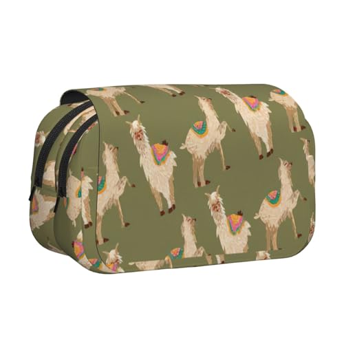 UVBDF Alpaka Druckschule Doppelschicht Clamshell Federmäppchen Organizer Schreibwaren Tasche für Kinder Geschenk, Schwarz , Einheitsgröße, Taschen-Organizer von UVBDF