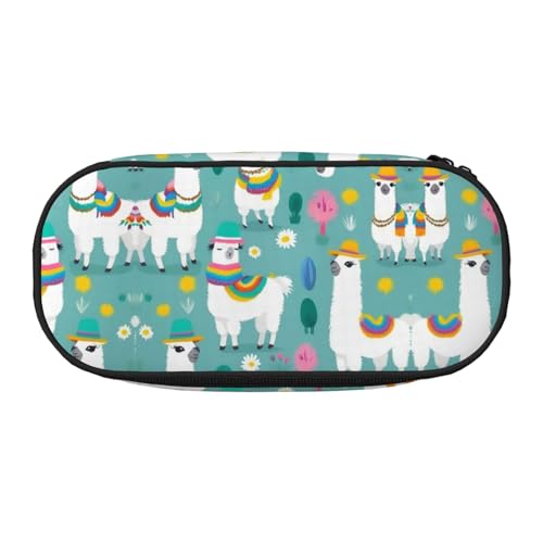 UVBDF Alpaka-Llama-Federmäppchen für Herren und Damen, tragbares Federmäppchen, ästhetisch, mit Reißverschluss für Büro-Organizer, Schwarz , Einheitsgröße, Taschen-Organizer von UVBDF