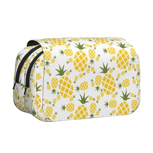 UVBDF Ananas (2) Druckschule Doppelschicht Clamshell Federmäppchen Organizer Schreibwaren Tasche für Kinder Geschenk, Schwarz , Einheitsgröße, Taschen-Organizer von UVBDF