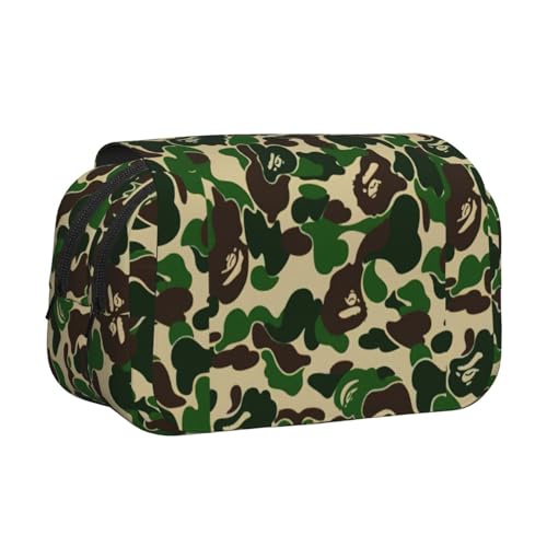 UVBDF Aniaml Federmäppchen mit grünem Camouflage-Druck, doppellagig, Klappetui, Organizer, Schreibwaren-Tasche für Kinder, Geschenk, Schwarz , Einheitsgröße, Taschen-Organizer von UVBDF
