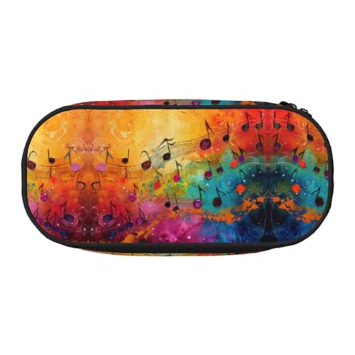 UVBDF Buntes Federmäppchen mit Musiknoten für Männer und Frauen, tragbares Federmäppchen, ästhetisch, mit Reißverschluss für Büro-Organizer, Schwarz , Einheitsgröße, Taschen-Organizer von UVBDF