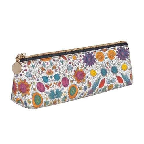 UVBDF Buntes handgezeichnetes Federmäppchen, tragbar, Schreibwaren, großes Fassungsvermögen, Federmäppchen, Kosmetik-Organizer-Tasche, weiß, Einheitsgröße, Kosmetiktasche von UVBDF