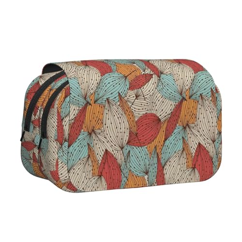 UVBDF Doppelschichtiges Federmäppchen mit Blätter-Druck, für Kinder, als Geschenk, Schwarz , Einheitsgröße, Taschen-Organizer UVBDF Doppelschichtiges Federmäppchen mit Blätter-Druck, für Kinder, als Geschenk, Schwarz , Einheitsgröße, Taschen-Organizer von UVBDF