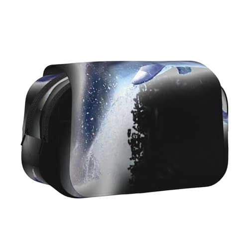 UVBDF Doppelschichtiges Federmäppchen mit Delfin-Druck, für Kinder, als Geschenk, Schwarz , Einheitsgröße, Taschen-Organizer von UVBDF