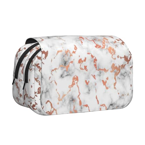 UVBDF Doppelschichtiges Federmäppchen mit Marmor-Textur, Kupferspritzer-Druck, für die Schule, Organizer, Schreibwaren-Tasche für Kinder, Geschenk, Schwarz , Einheitsgröße, Taschen-Organizer von UVBDF