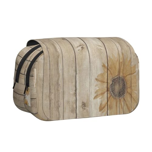 UVBDF Federmäppchen, Motiv: Sonnenblumen auf Holz, doppelschichtig, Klappetui, Organizer, Schreibwaren-Tasche für Kinder, Geschenk, Schwarz , Einheitsgröße, Taschen-Organizer UVBDF Federmäppchen, Motiv: Sonnenblumen auf Holz, doppelschichtig, Klappetui, Organizer, Schreibwaren-Tasche für Kinder, Geschenk, Schwarz , Einheitsgröße, Taschen-Organizer von UVBDF