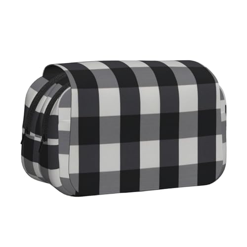 UVBDF Federmäppchen, doppelschichtig, mit Karomuster, Schwarz und Weiß, für Kinder, Geschenk, Schwarz , Einheitsgröße, Taschen-Organizer UVBDF Federmäppchen, doppelschichtig, mit Karomuster, Schwarz und Weiß, für Kinder, Geschenk, Schwarz , Einheitsgröße, Taschen-Organizer von UVBDF