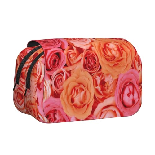 UVBDF Federmäppchen, doppelschichtig, mit rosafarbenen Rosen, für Kinder, Geschenk, Schwarz , Einheitsgröße, Taschen-Organizer von UVBDF