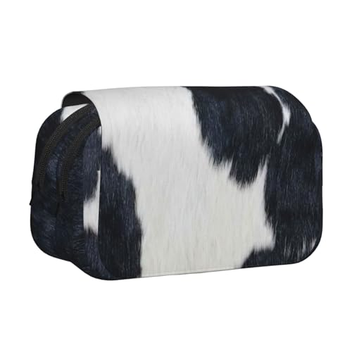 UVBDF Federmäppchen aus Rindsleder, doppelschichtig, mit Klappdeckel, Schreibwaren-Tasche für Kinder, Geschenk, Schwarz , Einheitsgröße, Taschen-Organizer von UVBDF