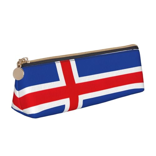UVBDF Federmäppchen für Kinder, Motiv: Flagge von Island, mit Reißverschluss, kleine einfache Stifttasche, Kosmetik-Make-up-Etui, weiß, Einheitsgröße, Taschen-Organizer von UVBDF