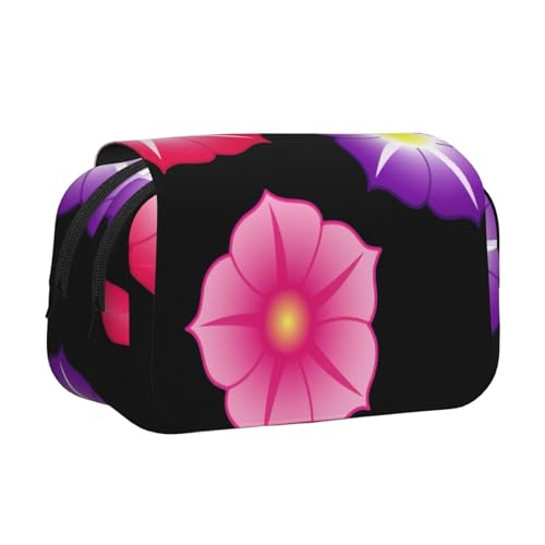 UVBDF Federmäppchen mit 3 bunten Blumen, doppelschichtig, für Kinder, Geschenk, Schwarz , Einheitsgröße, Taschen-Organizer UVBDF Federmäppchen mit 3 bunten Blumen, doppelschichtig, für Kinder, Geschenk, Schwarz , Einheitsgröße, Taschen-Organizer von UVBDF