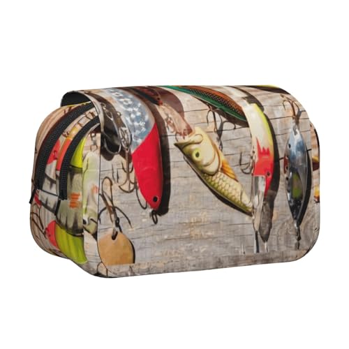 UVBDF Federmäppchen mit Angelköderdruck, doppellagig, Klappetui, Organizer, Schreibwaren-Tasche für Kinder, Geschenk, Schwarz , Einheitsgröße, Taschen-Organizer UVBDF Federmäppchen mit Angelköderdruck, doppellagig, Klappetui, Organizer, Schreibwaren-Tasche für Kinder, Geschenk, Schwarz , Einheitsgröße, Taschen-Organizer von UVBDF