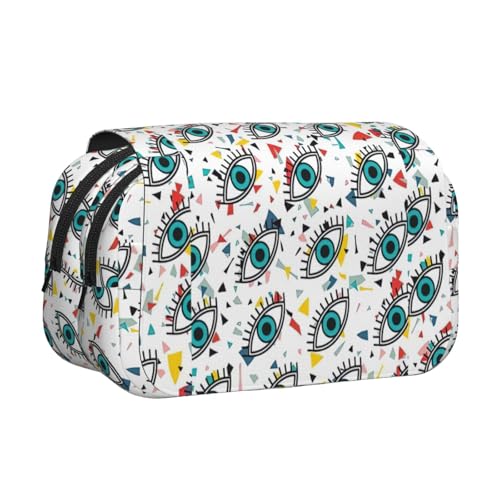 UVBDF Federmäppchen mit Augenaufdruck, doppellagig, Klappetui, Organizer, Schreibwaren-Tasche für Kinder, Geschenk, Schwarz , Einheitsgröße, Taschen-Organizer von UVBDF