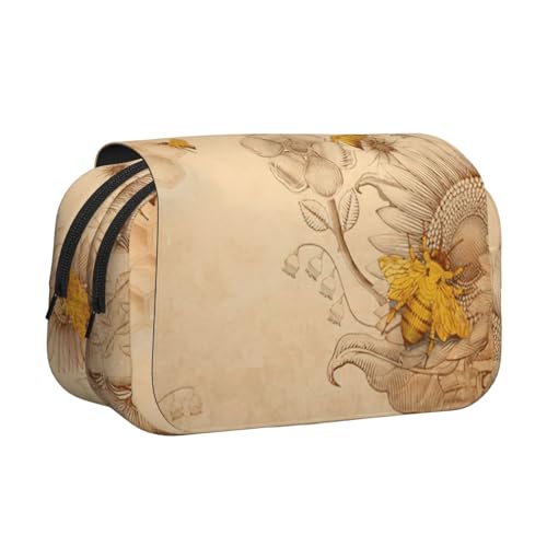 UVBDF Federmäppchen mit Bienen-Motiv, doppelschichtig, für Kinder, Geschenk, Schwarz , Einheitsgröße, Taschen-Organizer von UVBDF