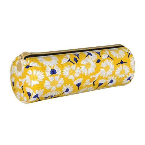 UVBDF Federmäppchen mit Blume und weißen Gänseblümchen, niedlicher Stifthalter für Jungen und Mädchen, Senioren-Federmäppchen, Geschenk für Kinder, weiß, Einheitsgröße, Taschen-Organizer von UVBDF