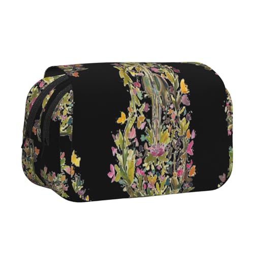 UVBDF Federmäppchen mit Blumendruck, doppellagig, Klappetui, Organizer, Schreibwaren-Tasche für Kinder, Geschenk, Schwarz , Einheitsgröße, Taschen-Organizer UVBDF Federmäppchen mit Blumendruck, doppellagig, Klappetui, Organizer, Schreibwaren-Tasche für Kinder, Geschenk, Schwarz , Einheitsgröße, Taschen-Organizer von UVBDF