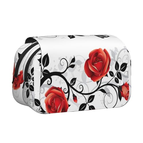 UVBDF Federmäppchen mit Blumenmotiv und Blättern, Federdruck, doppellagig, Klappetui, Organizer, Schreibwaren-Tasche für Kinder, Geschenk, Schwarz , Einheitsgröße, Taschen-Organizer UVBDF Federmäppchen mit Blumenmotiv und Blättern, Federdruck, doppellagig, Klappetui, Organizer, Schreibwaren-Tasche für Kinder, Geschenk, Schwarz , Einheitsgröße, Taschen-Organizer von UVBDF