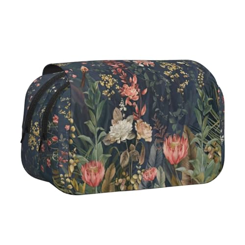 UVBDF Federmäppchen mit Blumenmotiv und Vögeln, doppellagig, für Kinder, Geschenk, Schwarz , Einheitsgröße, Taschen-Organizer von UVBDF