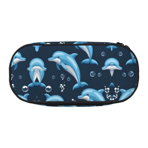 UVBDF Federmäppchen mit Delfinbällen für Herren und Damen, tragbares Federmäppchen, ästhetisch, mit Reißverschluss für Büro, Schwarz , Einheitsgröße, Taschen-Organizer von UVBDF