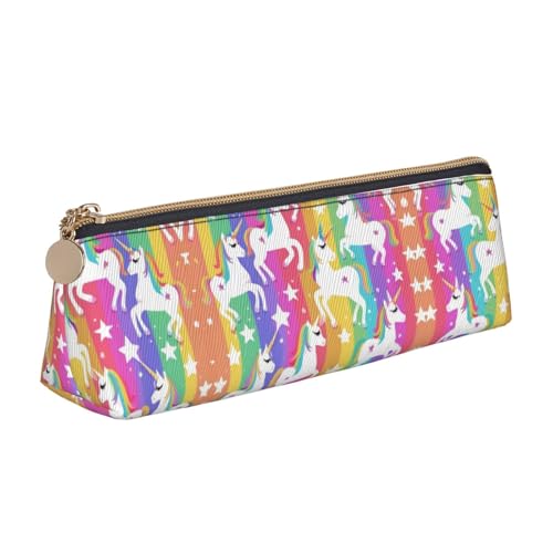 UVBDF Federmäppchen mit Einhörnern auf Streifen, für Kinder, mit Reißverschluss, kleine einfache Stifttasche, Kosmetik-Make-up-Etui, weiß, Einheitsgröße, Taschen-Organizer von UVBDF