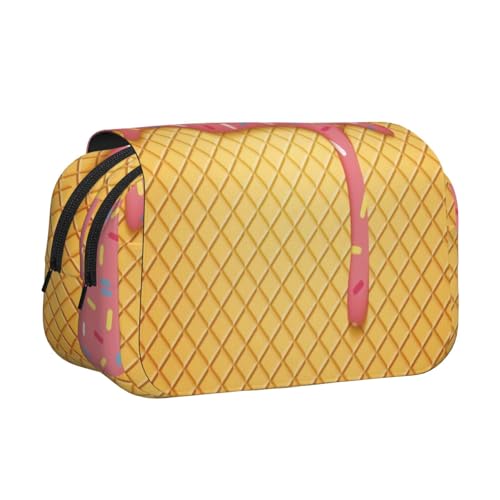 UVBDF Federmäppchen mit Eis- und Waffelmuster, doppellagig, Klappetui, Organizer, Schreibwaren-Tasche für Kinder, Geschenk, Schwarz , Einheitsgröße, Taschen-Organizer UVBDF Federmäppchen mit Eis- und Waffelmuster, doppellagig, Klappetui, Organizer, Schreibwaren-Tasche für Kinder, Geschenk, Schwarz , Einheitsgröße, Taschen-Organizer von UVBDF