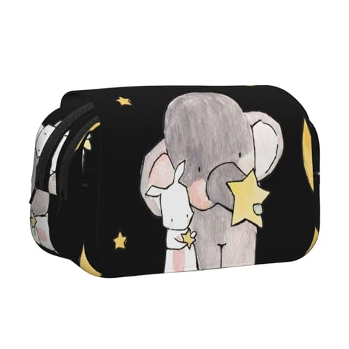 UVBDF Federmäppchen mit Elefanten- und Weißem Kaninchen-Druck, doppellagig, Klappetui, Organizer, Schreibwaren-Tasche für Kinder, Geschenk, Schwarz , Einheitsgröße, Taschen-Organizer UVBDF Federmäppchen mit Elefanten- und Weißem Kaninchen-Druck, doppellagig, Klappetui, Organizer, Schreibwaren-Tasche für Kinder, Geschenk, Schwarz , Einheitsgröße, Taschen-Organizer von UVBDF