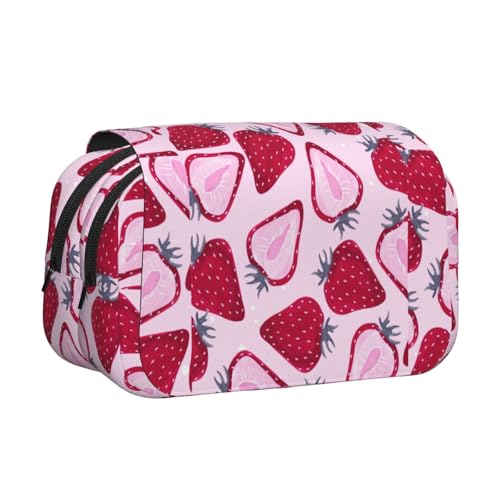 UVBDF Federmäppchen mit Erdbeer-Muster, doppellagig, für die Schule, Organizer, Schreibwaren-Tasche für Kinder, Geschenk, Schwarz , Einheitsgröße, Taschen-Organizer UVBDF Federmäppchen mit Erdbeer-Muster, doppellagig, für die Schule, Organizer, Schreibwaren-Tasche für Kinder, Geschenk, Schwarz , Einheitsgröße, Taschen-Organizer von UVBDF