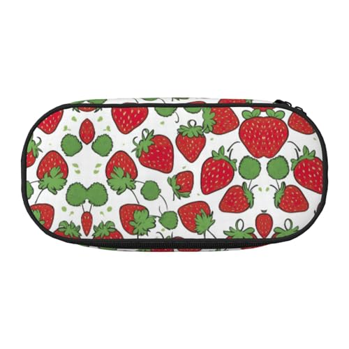 UVBDF Federmäppchen mit Erdbeermuster, für Herren und Damen, tragbares Federmäppchen, ästhetisch, mit Reißverschluss für Büro-Organizer, Schwarz , Einheitsgröße, Taschen-Organizer von UVBDF