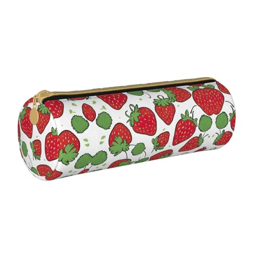 UVBDF Federmäppchen mit Erdbeermuster, niedlicher Stifthalter für Jungen und Mädchen, Senioren-Federmäppchen, Geschenk für Kinder, weiß, Einheitsgröße, Taschen-Organizer von UVBDF