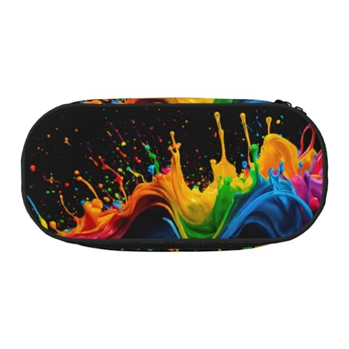UVBDF Federmäppchen mit Farbspritzer-Hintergrund für Männer und Frauen, tragbares Federmäppchen, ästhetisch, mit Reißverschluss für Büro-Organizer, Schwarz , Einheitsgröße, Taschen-Organizer von UVBDF