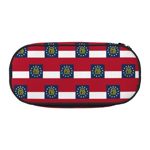 UVBDF Federmäppchen mit Georgia-Flagge für Herren und Damen, tragbares Federmäppchen, ästhetisch, mit Reißverschluss für Büro-Organizer, Schwarz , Einheitsgröße, Taschen-Organizer von UVBDF