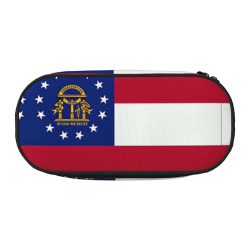 UVBDF Federmäppchen mit Georgia-Staatsflagge für Herren und Damen, tragbares Federmäppchen, ästhetisch, mit Reißverschluss für Büro-Organizer, Schwarz , Einheitsgröße, Taschen-Organizer von UVBDF