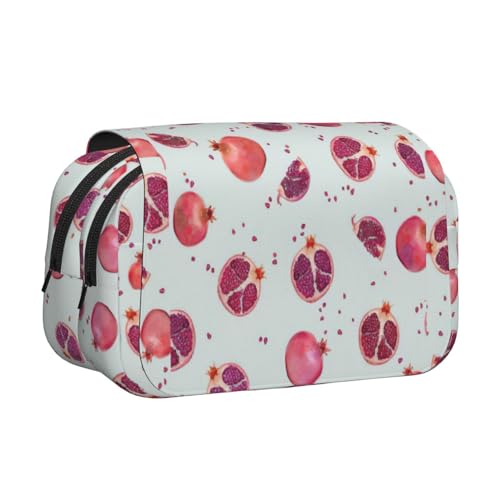 UVBDF Federmäppchen mit Granatapfelmuster, doppellagig, Klappetui, Organizer, Schreibwaren-Tasche für Kinder, Geschenk, Schwarz , Einheitsgröße, Taschen-Organizer von UVBDF