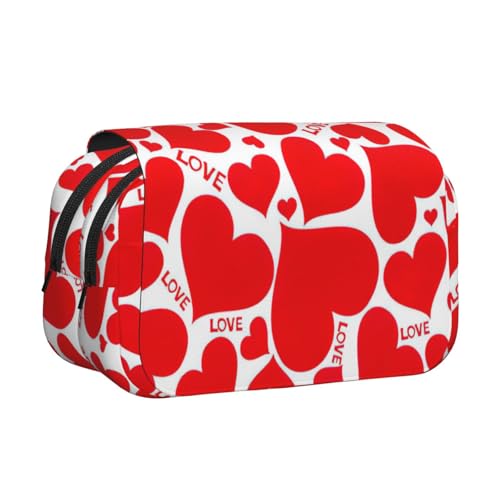 UVBDF Federmäppchen mit Herz-Motiv, doppellagig, Klappetui, Organizer, Schreibwaren-Tasche für Kinder, Geschenk, Schwarz , Einheitsgröße, Taschen-Organizer von UVBDF