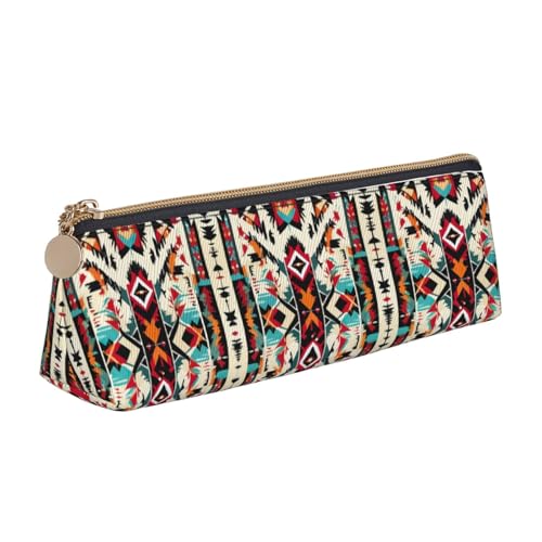 UVBDF Federmäppchen mit Indianer-Muster, für Kinder, mit Reißverschluss, kleine einfache Stifttasche, Kosmetik-Make-up-Etui, weiß, Einheitsgröße, Taschen-Organizer von UVBDF