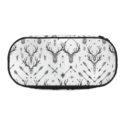 UVBDF Federmäppchen mit Jagdpfeilen, Hirsch, für Herren und Damen, tragbares Federmäppchen, ästhetisch, mit Reißverschluss für Büro-Organizer, Schwarz , Einheitsgröße, Taschen-Organizer von UVBDF