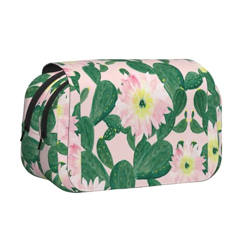 UVBDF Federmäppchen mit Kaktusmotiv und 3 Drucken, doppellagig, für Kinder, Geschenk, Schwarz , Einheitsgröße, Taschen-Organizer von UVBDF