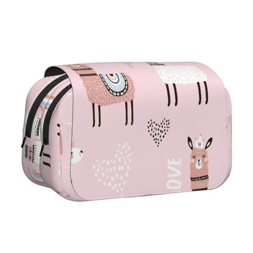 UVBDF Federmäppchen mit Lama-Kaktus-Druck, doppellagig, Klappetui, Organizer, Schreibwaren-Tasche für Kinder, Geschenk, Schwarz , Einheitsgröße, Taschen-Organizer von UVBDF