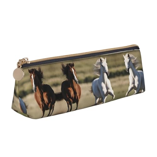 UVBDF Federmäppchen mit Laufpferden für Kinder, mit Reißverschluss, kleine einfache Stifttasche, Kosmetik-Make-up-Etui, weiß, Einheitsgröße, Taschen-Organizer von UVBDF