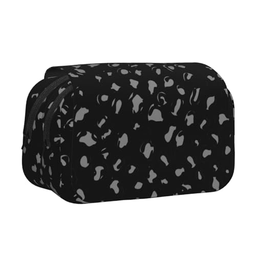 UVBDF Federmäppchen mit Leoparden-Druck, doppellagig, Klappetui, Organizer, Schreibwaren-Tasche, für Kinder, Geschenk, Schwarz , Einheitsgröße, Taschen-Organizer von UVBDF