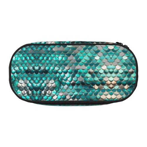UVBDF Federmäppchen mit Meerjungfrauen-Schuppen für Herren und Damen, tragbares Federmäppchen, ästhetisch, mit Reißverschluss für Büro-Organizer, Schwarz , Einheitsgröße, Taschen-Organizer von UVBDF