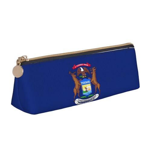 UVBDF Federmäppchen mit Michigan-Flagge, für Kinder, mit Reißverschluss, kleine einfache Stifttasche, Kosmetik-Make-up-Etui, weiß, Einheitsgröße, Taschen-Organizer von UVBDF