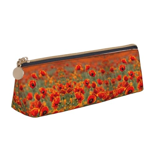 UVBDF Federmäppchen mit Mohnblumen-Motiv, für Kinder, mit Reißverschluss, kleine einfache Stifttasche, Kosmetik-Make-up-Etui, weiß, Einheitsgröße, Taschen-Organizer von UVBDF