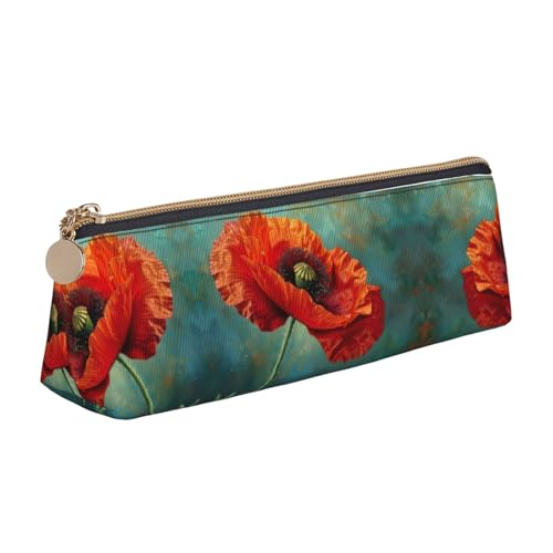 UVBDF Federmäppchen mit Mohnblumen-Motiv, für Kinder, mit Reißverschluss, kleine einfache Stifttasche, Kosmetik-Make-up-Etui, weiß, Einheitsgröße, Taschen-Organizer von UVBDF