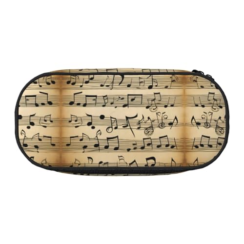 UVBDF Federmäppchen mit Musiknoten für Männer und Frauen, tragbares Federmäppchen, ästhetisch, mit Reißverschluss für Büro-Organizer, Schwarz , Einheitsgröße, Taschen-Organizer von UVBDF